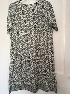 Lucky Brand Floral Cotton Linen Blend T-Shirt Dress Size Large